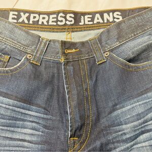 Express Blue Jeans with Medium-Dark Wash and Whiskering